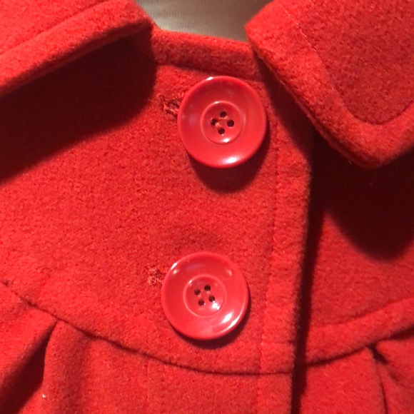 Tulle cute hooded Red Peacoat Jacket with detachable hood - Picture 4 of 17